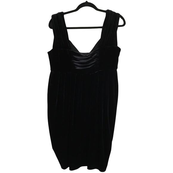 H&M Dress Black Velvet Sleeveless Mini V-Neck Women's Large Party Formal Event - Picture 1 of 6